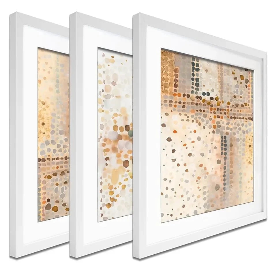 Boho Earth Tone Dots Framed Art Print Trio Boho Earth Tone Dots Framed Art Print Trio wall art product Petal Prints Design - Independent
