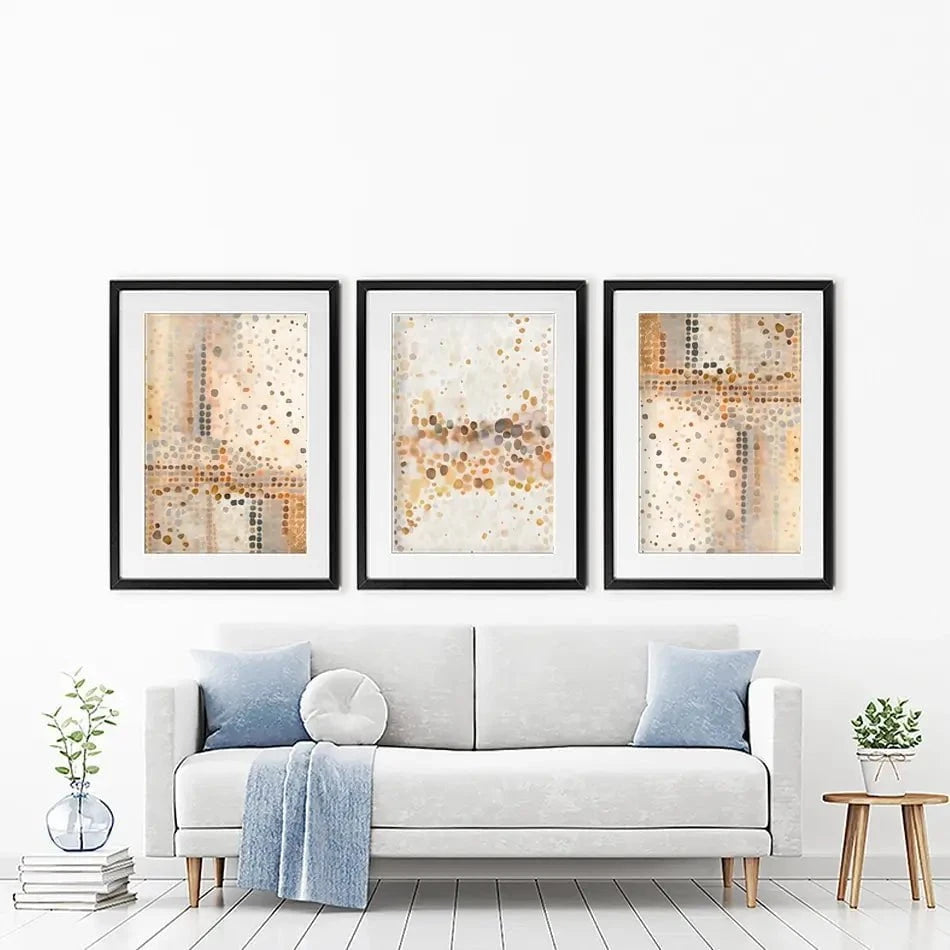 Boho Earth Tone Dots Framed Art Print Trio Boho Earth Tone Dots Framed Art Print Trio wall art product Petal Prints Design - Independent