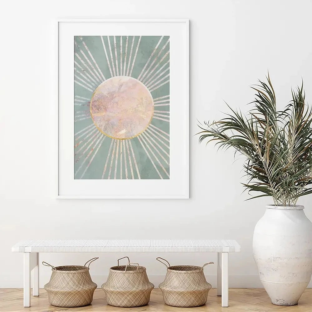 Boho Sun Pale Green 1 Framed Art Print Boho Sun Pale Green 1 Framed Art Print wall art product Sarah Manovski