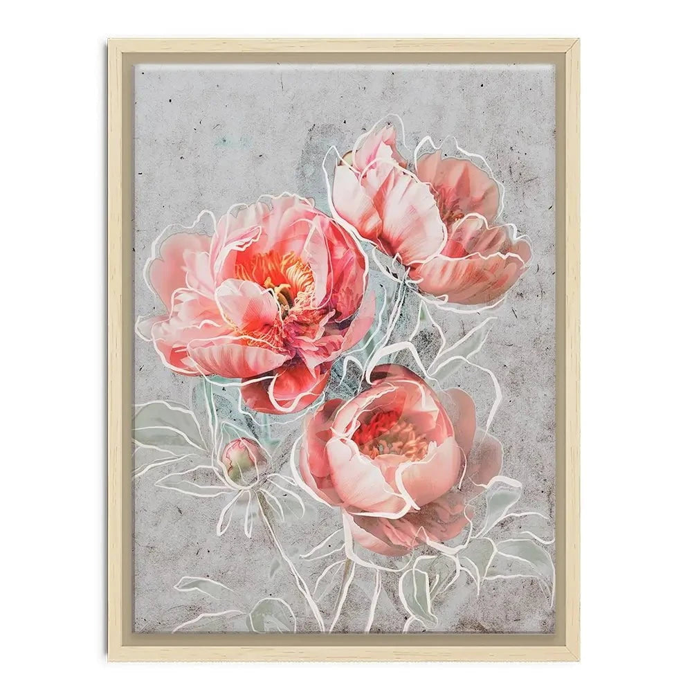Bordered Peony Canvas Print Bordered Peony Canvas Print wall art product Treechild