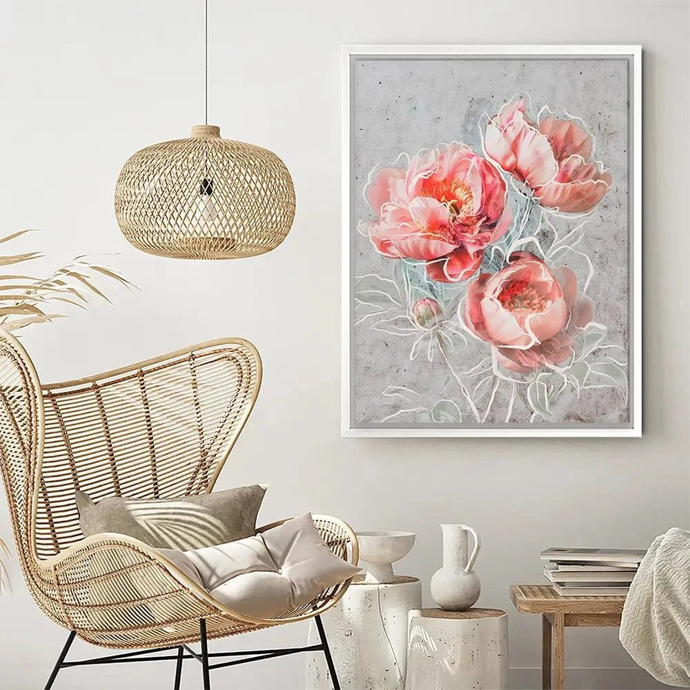 Bordered Peony Canvas Print Bordered Peony Canvas Print wall art product Treechild