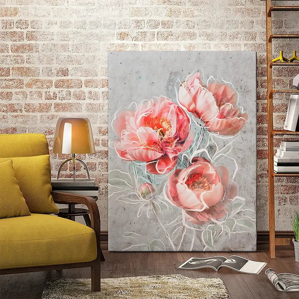 Bordered Peony Canvas Print Bordered Peony Canvas Print wall art product Treechild
