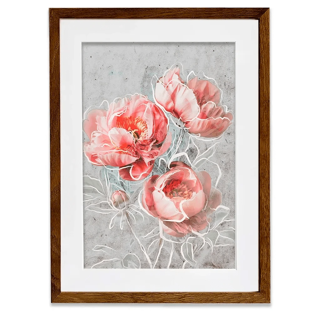 Bordered Peony Framed Art Print Bordered Peony Framed Art Print wall art product Treechild