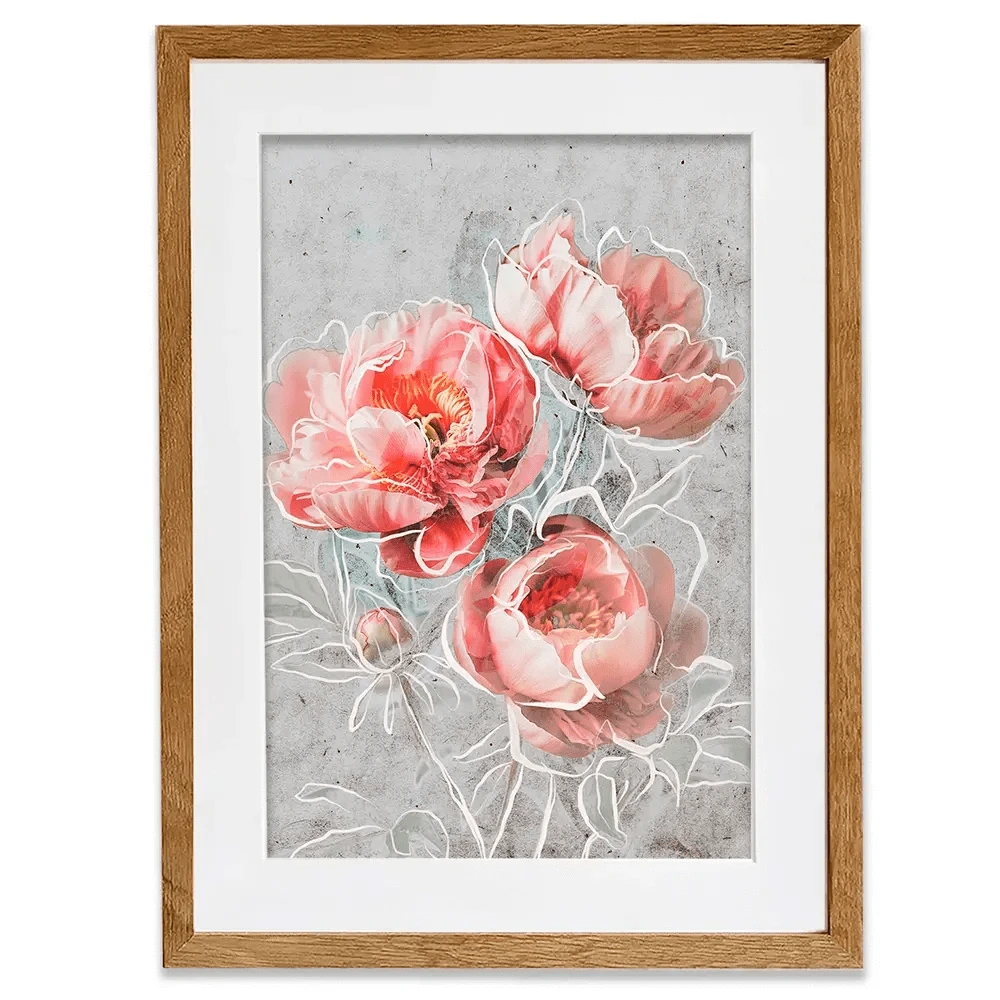 Bordered Peony Framed Art Print Bordered Peony Framed Art Print wall art product Treechild
