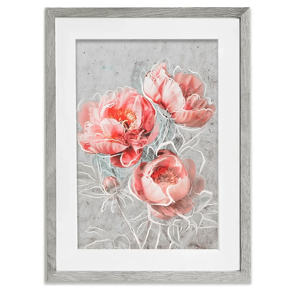 Bordered Peony Framed Art Print Bordered Peony Framed Art Print wall art product Treechild