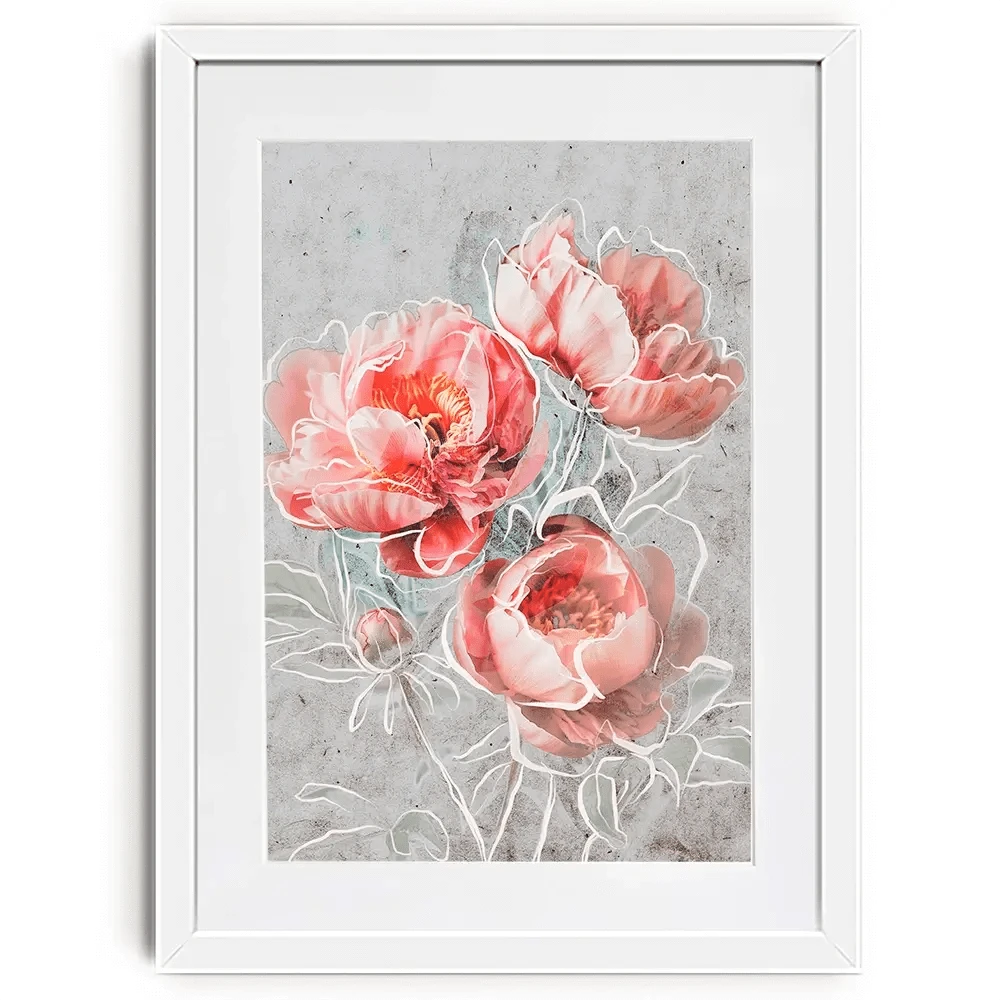 Bordered Peony Framed Art Print Bordered Peony Framed Art Print wall art product Treechild