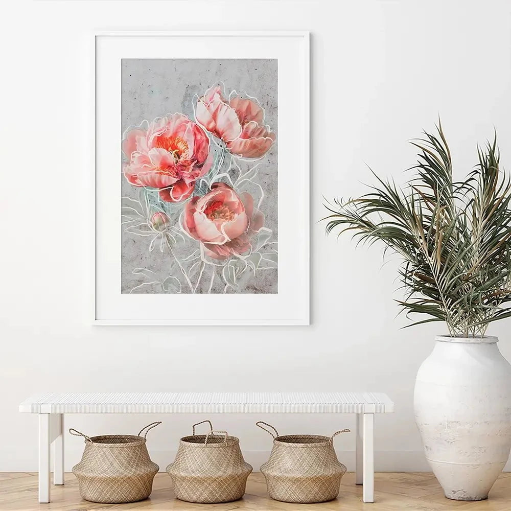 Bordered Peony Framed Art Print Bordered Peony Framed Art Print wall art product Treechild