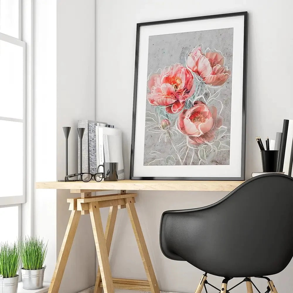 Bordered Peony Framed Art Print Bordered Peony Framed Art Print wall art product Treechild