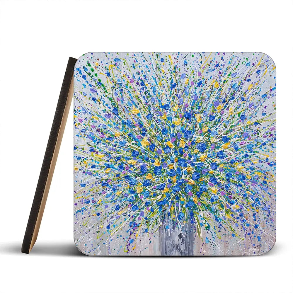 Bouquet Of Blue Flowers Coaster Set Rainbow Soul Tree Coaster Set | Rainbow Soul Tree Art Coasters wall art product Olga Tkachyk