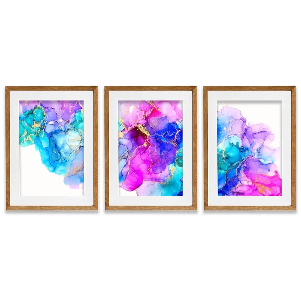 Bright Colourful Marble Framed Art Print Trio Bright Colourful Marble Framed Art Print Trio wall art product djero.adlibeshe / Shutterstock