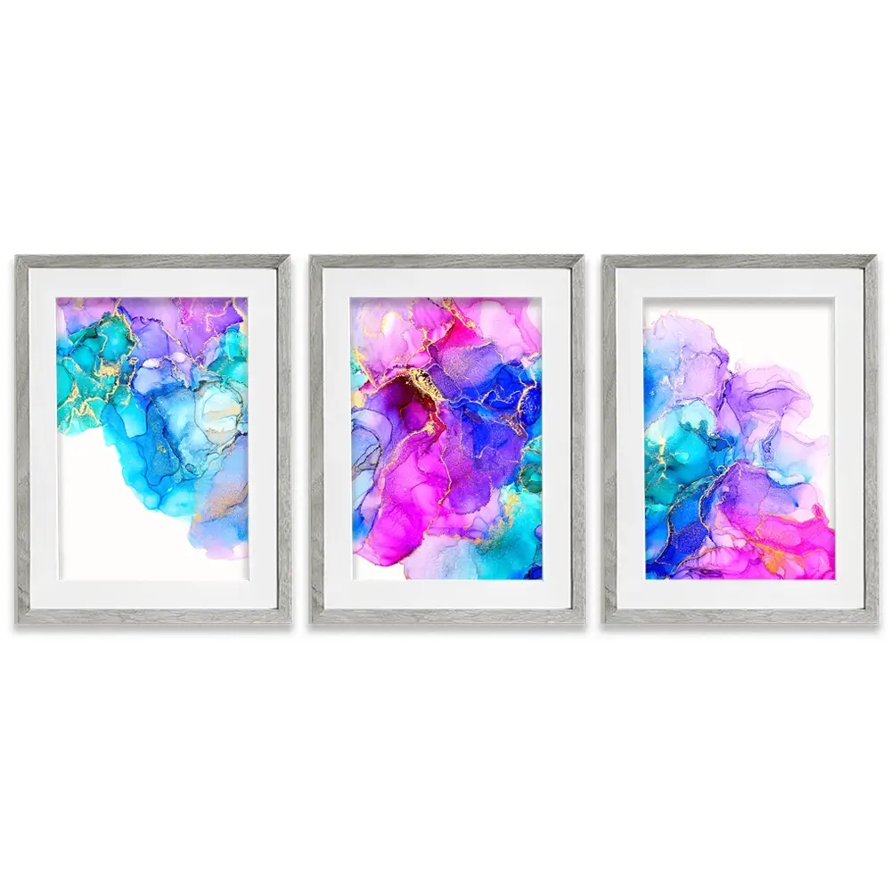 Bright Colourful Marble Framed Art Print Trio Bright Colourful Marble Framed Art Print Trio wall art product djero.adlibeshe / Shutterstock