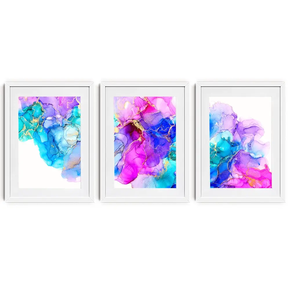 Bright Colourful Marble Framed Art Print Trio Bright Colourful Marble Framed Art Print Trio wall art product djero.adlibeshe / Shutterstock