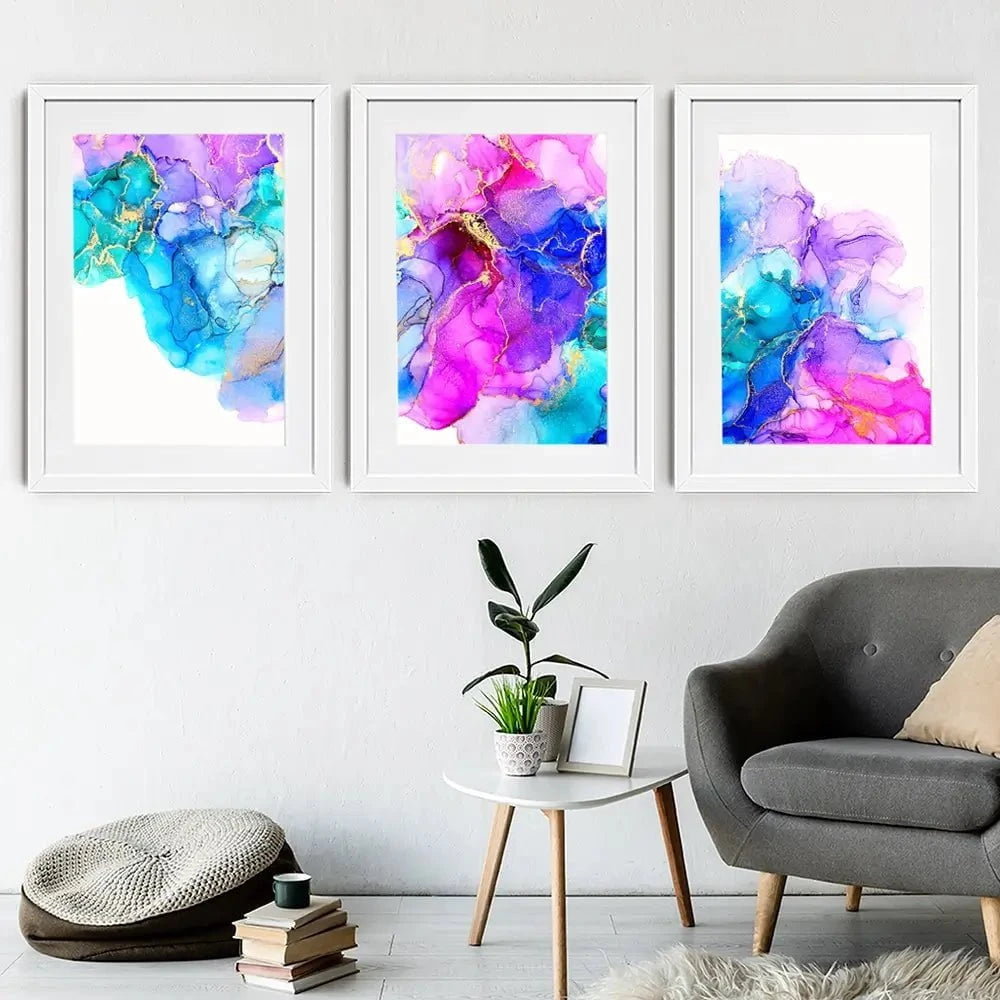 Bright Colourful Marble Framed Art Print Trio Bright Colourful Marble Framed Art Print Trio wall art product djero.adlibeshe / Shutterstock