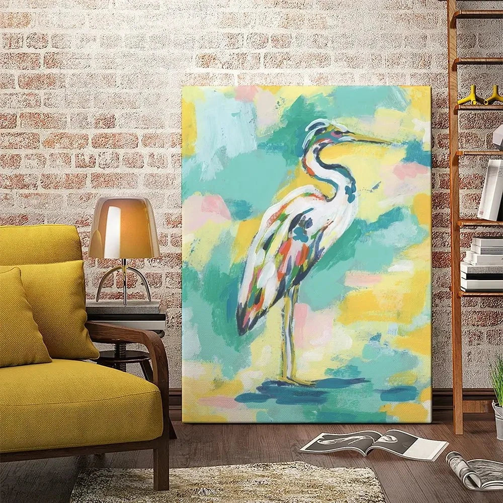 Bright Heron Canvas Print Bright Heron Canvas Print wall art product June Erica Vess