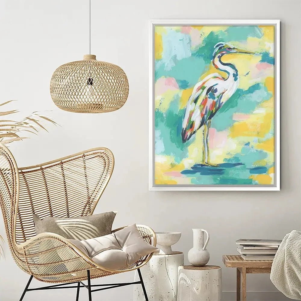 Bright Heron Canvas Print Bright Heron Canvas Print wall art product June Erica Vess