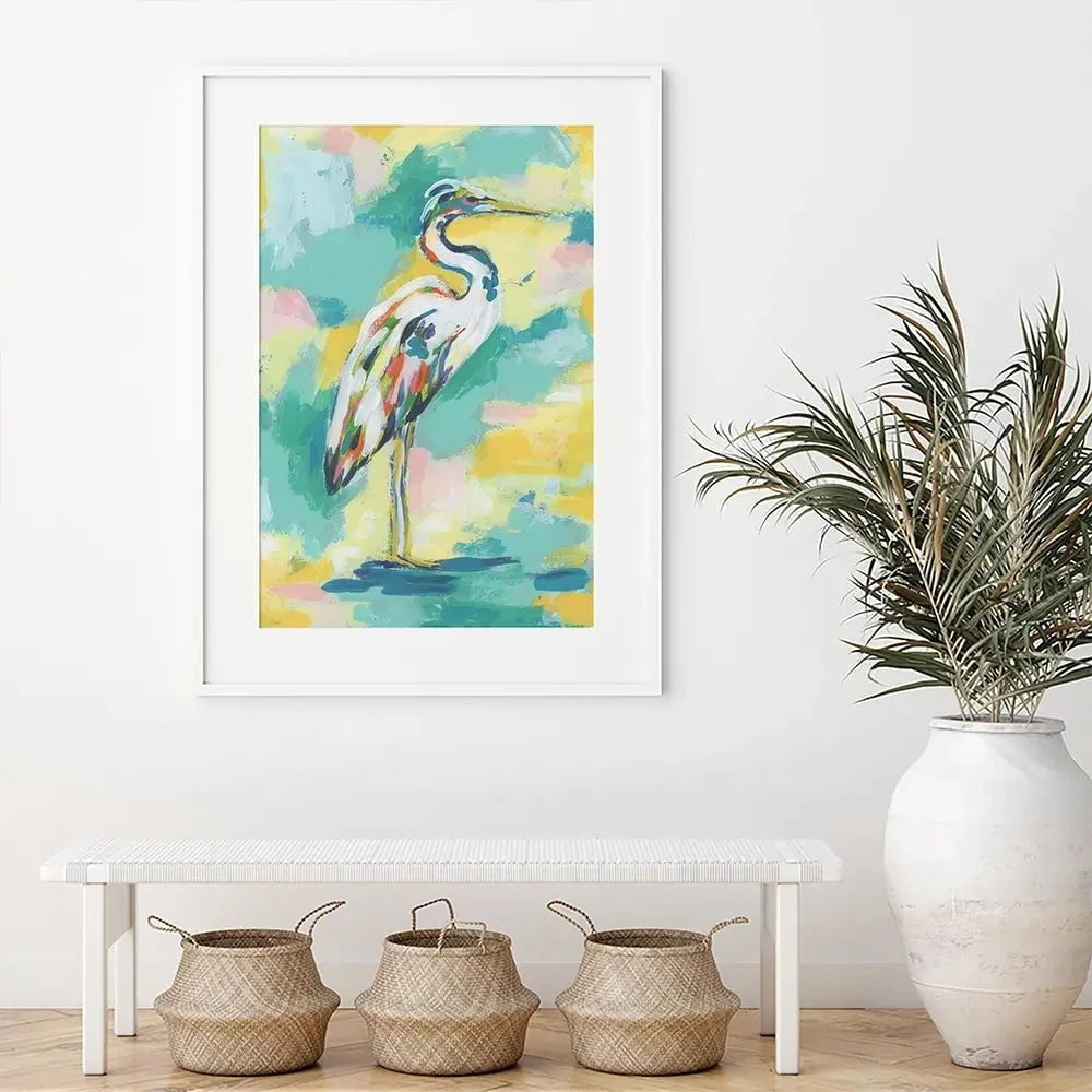 Bright Heron Framed Art Print Bright Heron Framed Art Print wall art product June Erica Vess