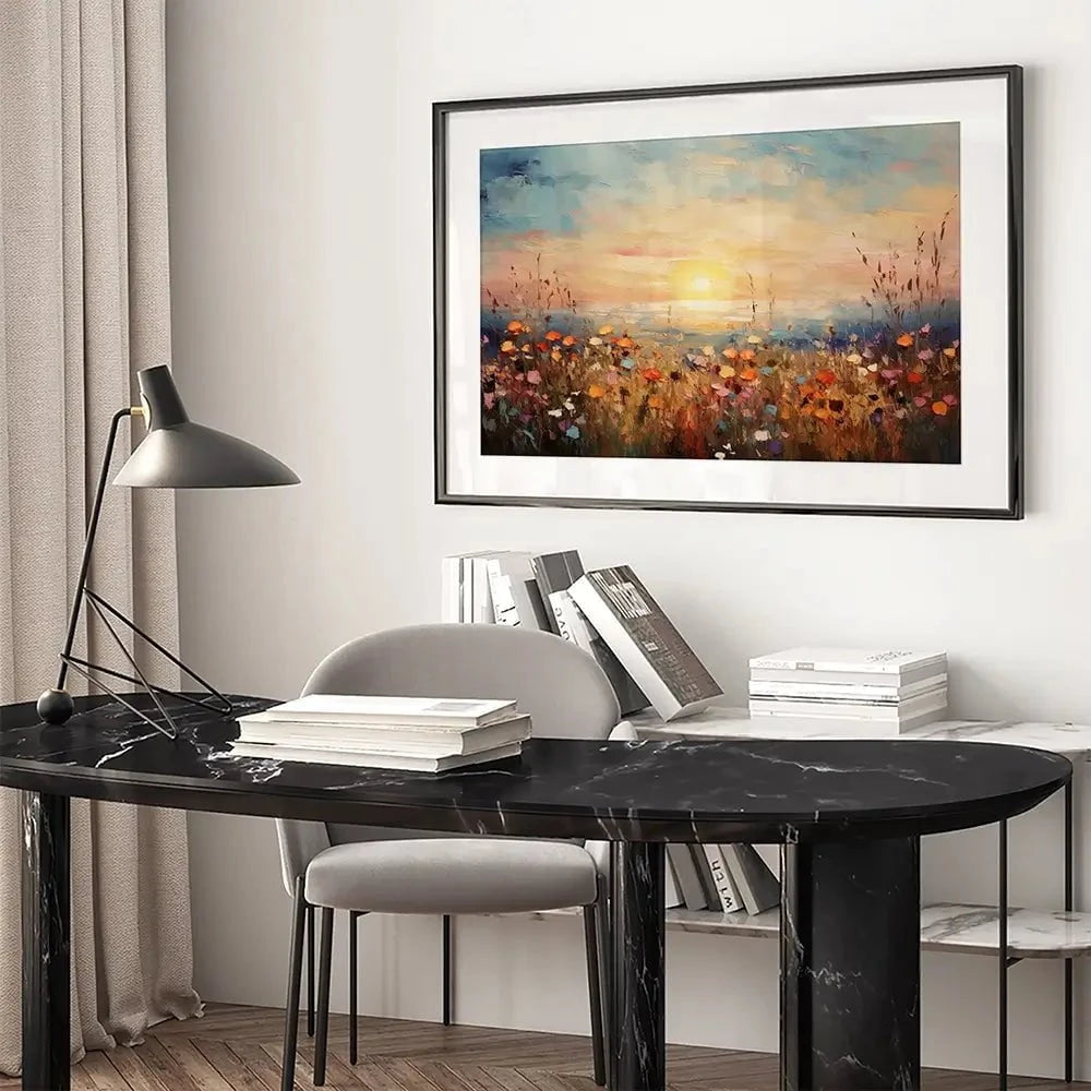 Bright Meadow Sunrise Framed Art Print Bright Meadow Sunrise Framed Art Print wall art product Franklyn Gregory - Independent