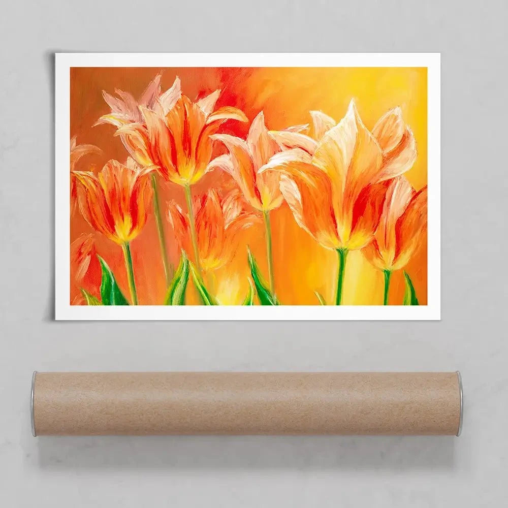 Bright Orange Tulips Art Print Bright Orange Tulips Art Print wall art product Valenty / Shutterstock