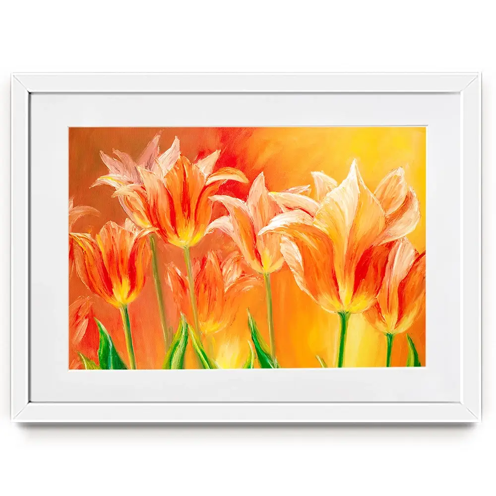 Bright Orange Tulips Framed Art Print Bright Orange Tulips Framed Art Print wall art product Valenty / Shutterstock