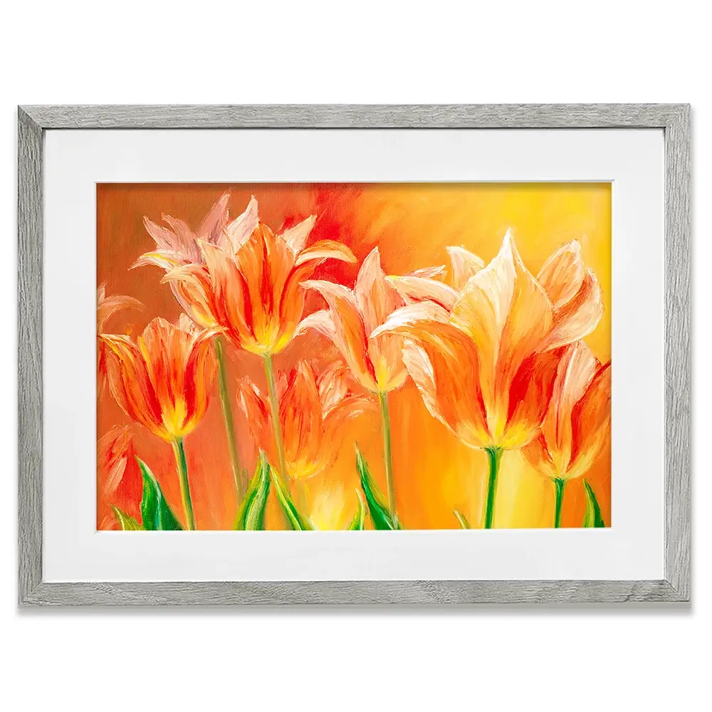 Bright Orange Tulips Framed Art Print Bright Orange Tulips Framed Art Print wall art product Valenty / Shutterstock
