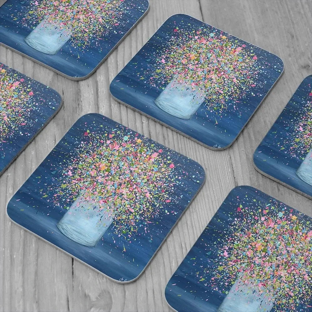 Bring Me Joy Coaster Set Rainbow Soul Tree Coaster Set | Rainbow Soul Tree Art Coasters wall art product Jo Gough