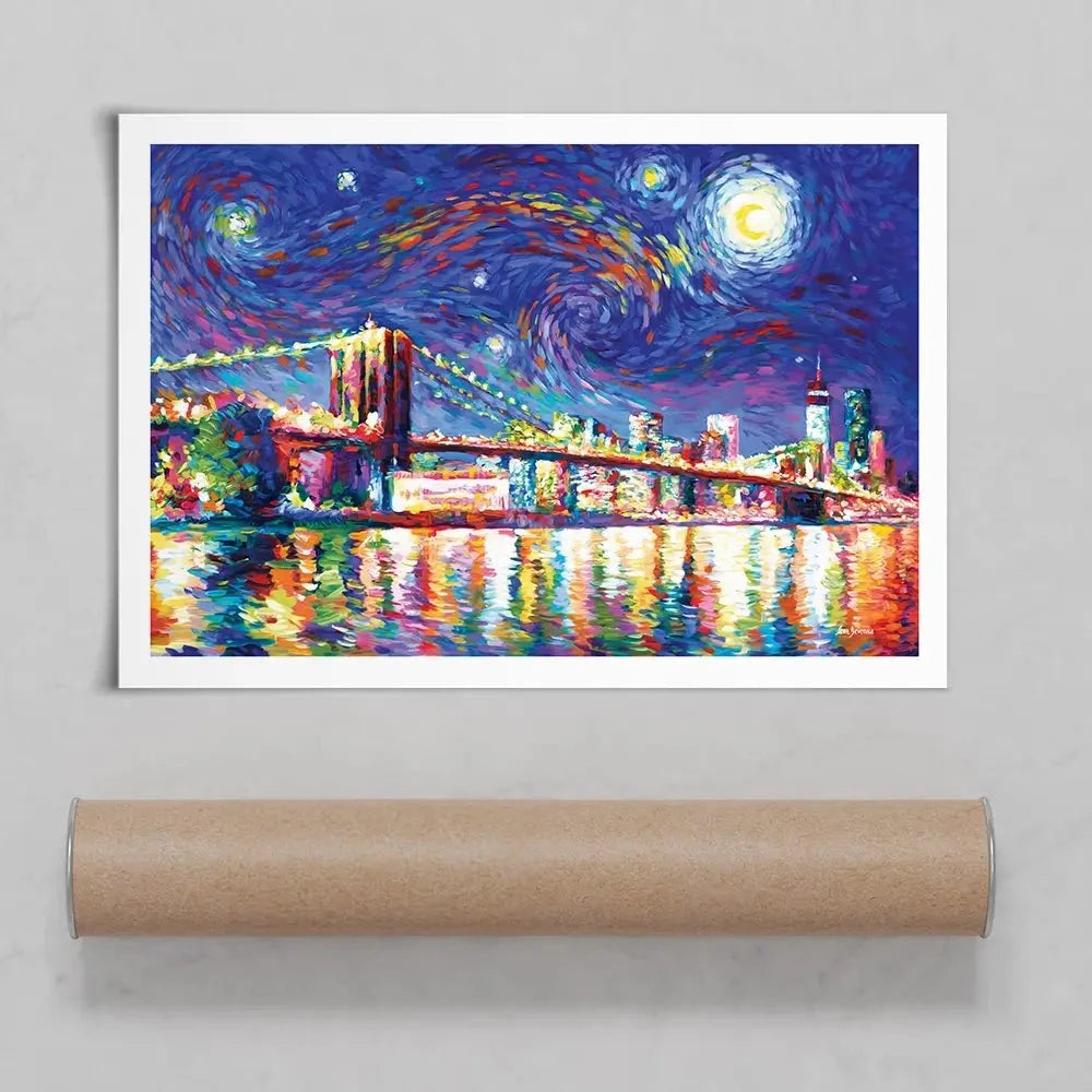 Brooklyn Bridge Starry Night Art Print Brooklyn Bridge Starry Night Art Print wall art product Leon Devenice
