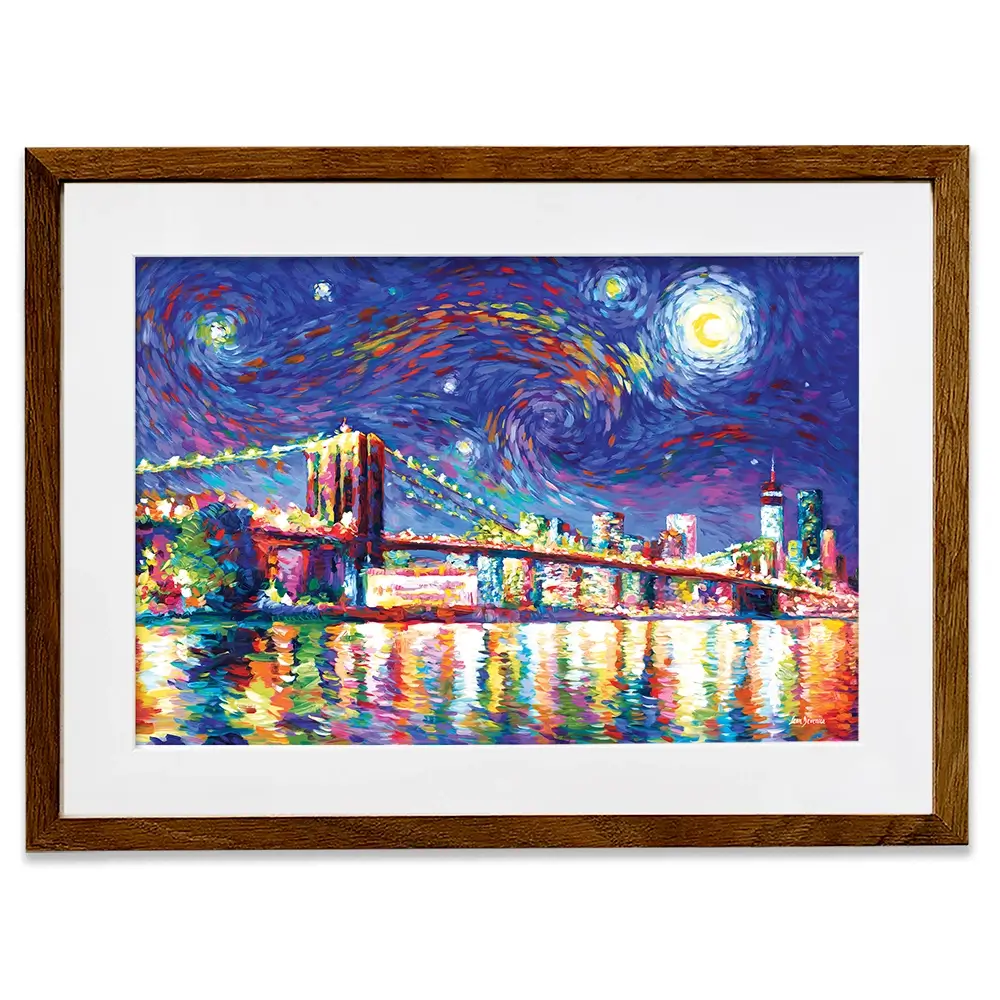 Brooklyn Bridge Starry Night Framed Art Print Brooklyn Bridge Starry Night Framed Art Print wall art product Leon Devenice