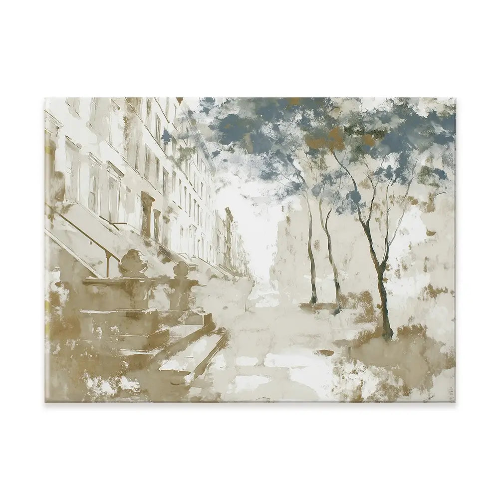 Brownstone Street Autumn Canvas Print Brownstone Street Autumn Canvas Print wall art product Chromatic Storm Studio