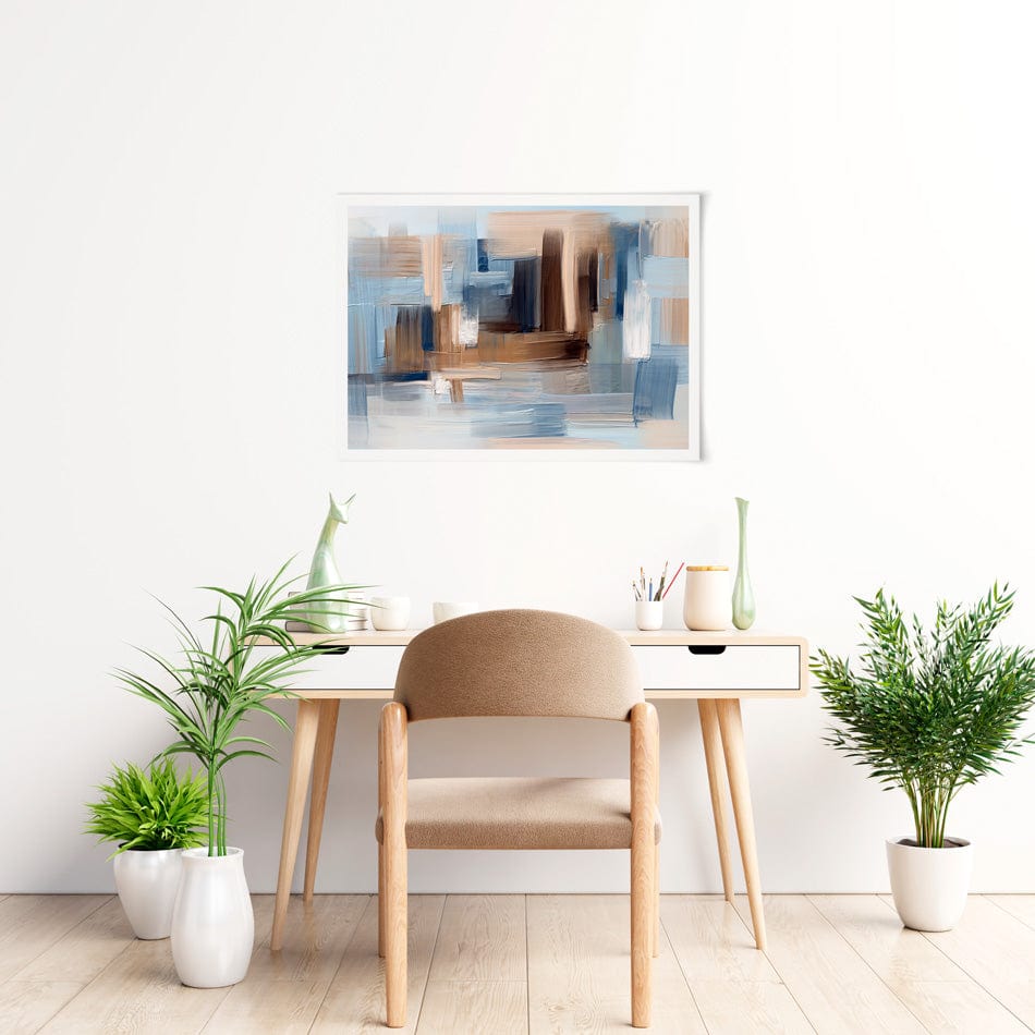 Brushed Beige And Blue Art Print wall art product / Shutterstock