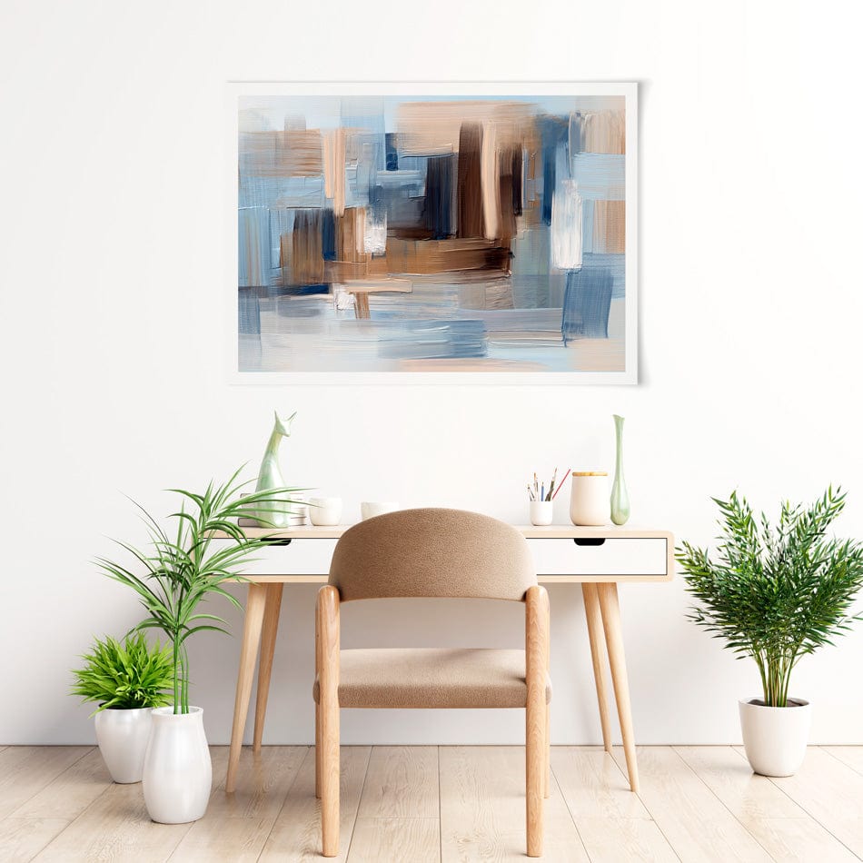 Brushed Beige And Blue Art Print wall art product / Shutterstock