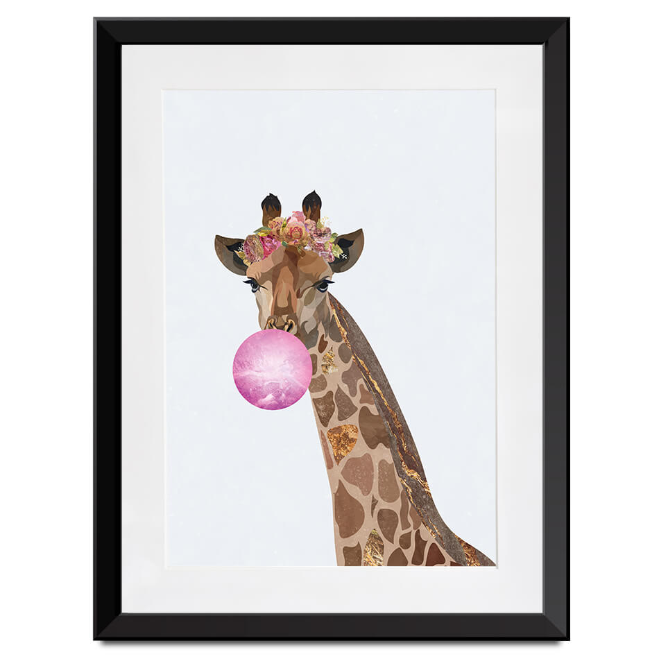 Bubblegum Giraffe Framed Art Print Bubblegum Giraffe Framed Art Print wall art product Sarah Manovski