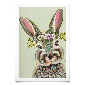 Bunny With Flowers Art Print Bunny With Flowers Art Print wall art product Carolee Vitaletti