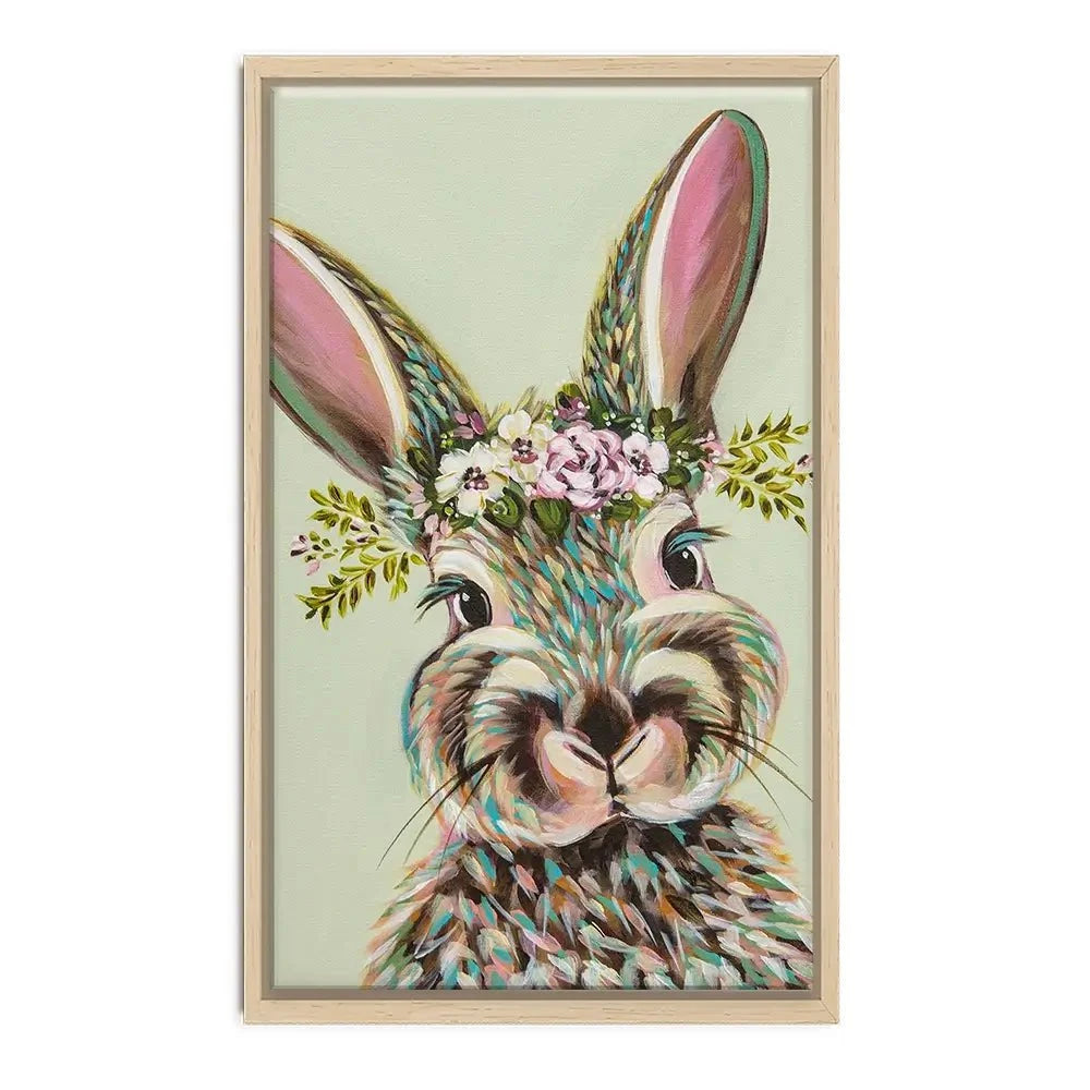 Bunny With Flowers Canvas Print Bunny With Flowers Canvas Print wall art product Carolee Vitaletti