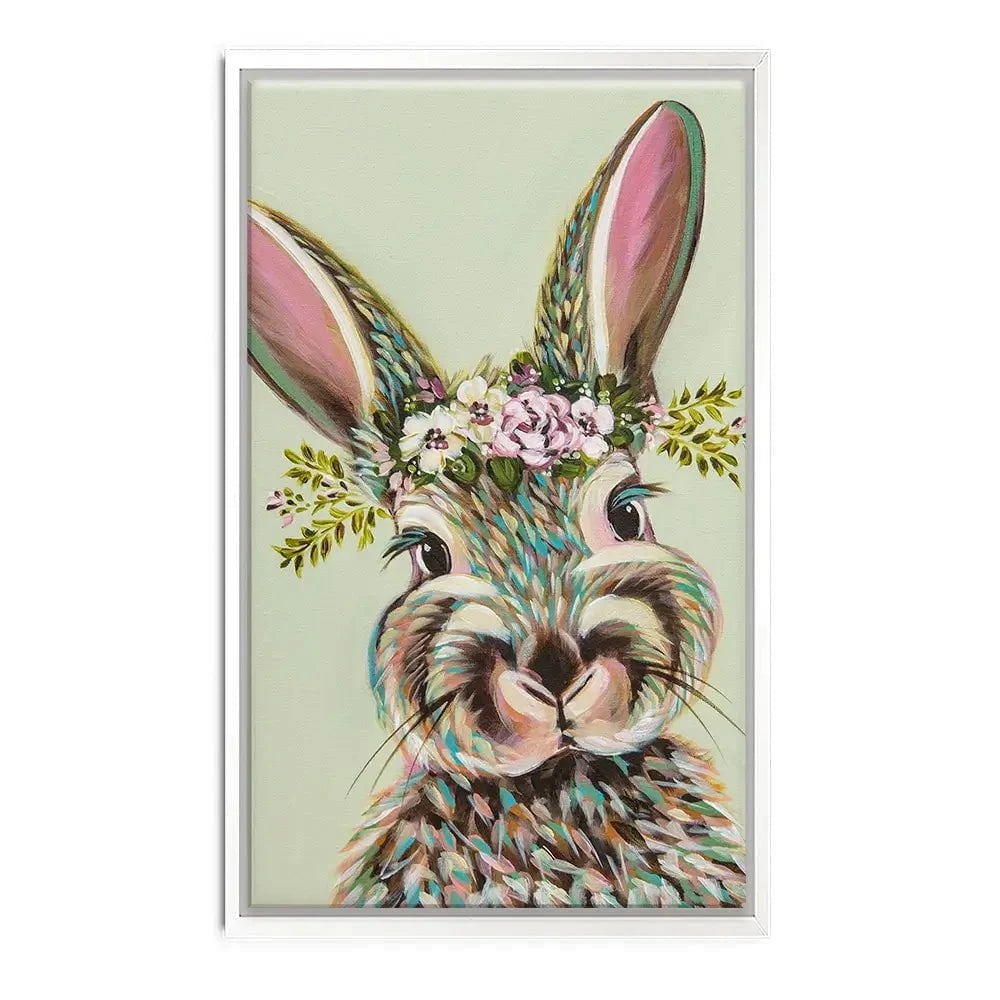 Bunny With Flowers Canvas Print Bunny With Flowers Canvas Print wall art product Carolee Vitaletti