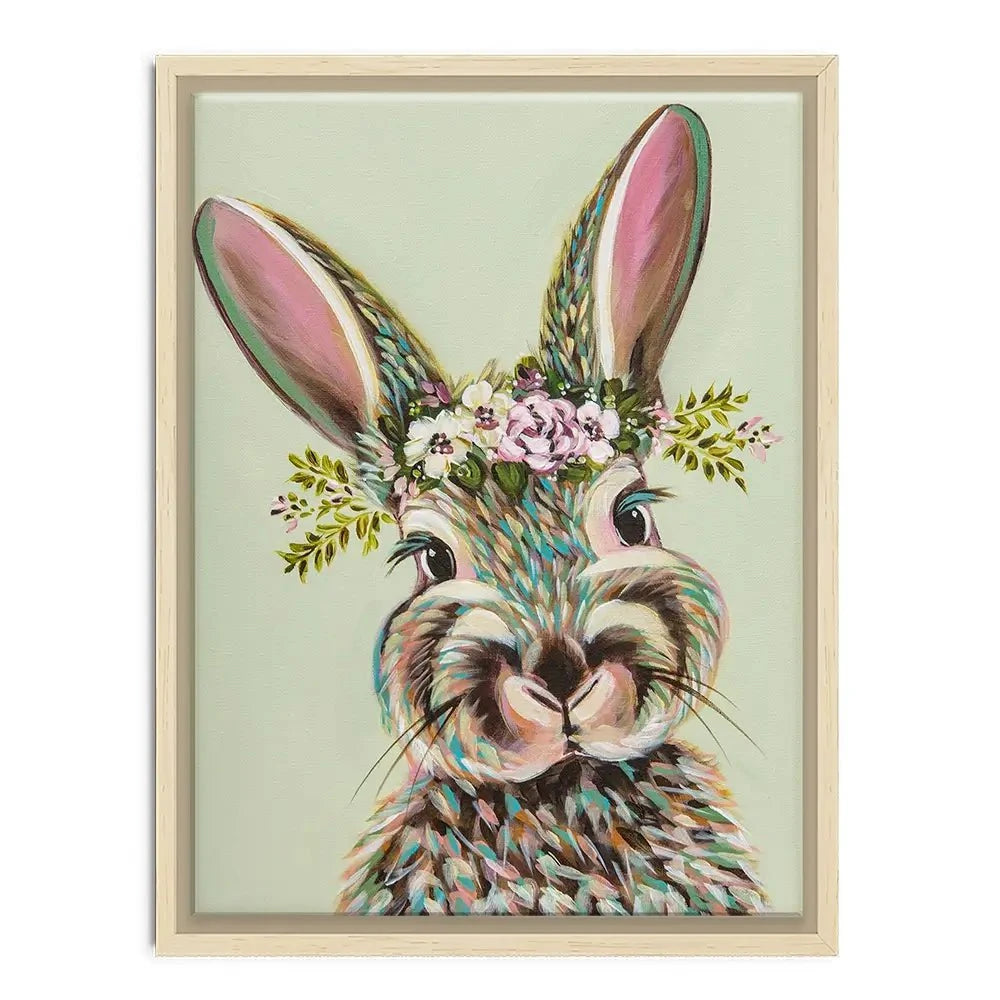 Bunny With Flowers Canvas Print Bunny With Flowers Canvas Print wall art product Carolee Vitaletti