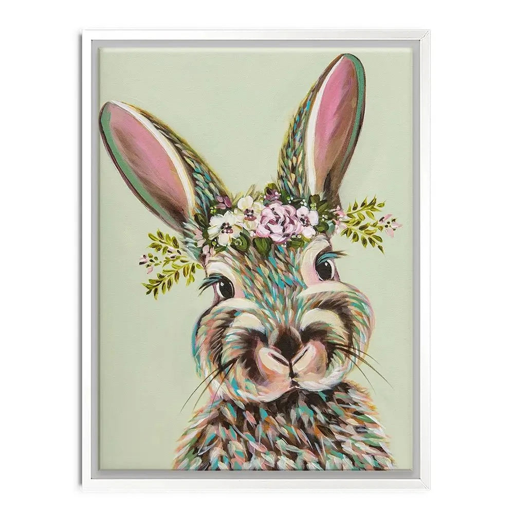 Bunny With Flowers Canvas Print Bunny With Flowers Canvas Print wall art product Carolee Vitaletti