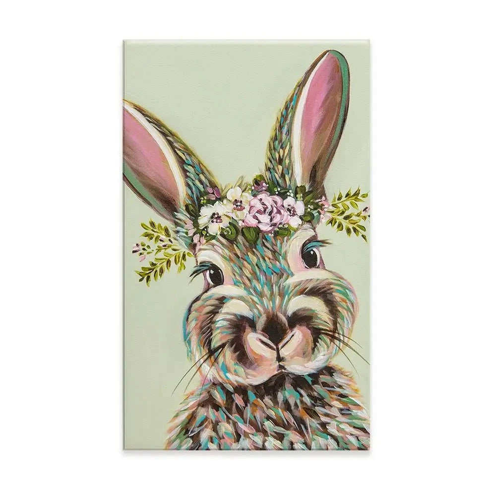 Bunny With Flowers Canvas Print Bunny With Flowers Canvas Print wall art product Carolee Vitaletti