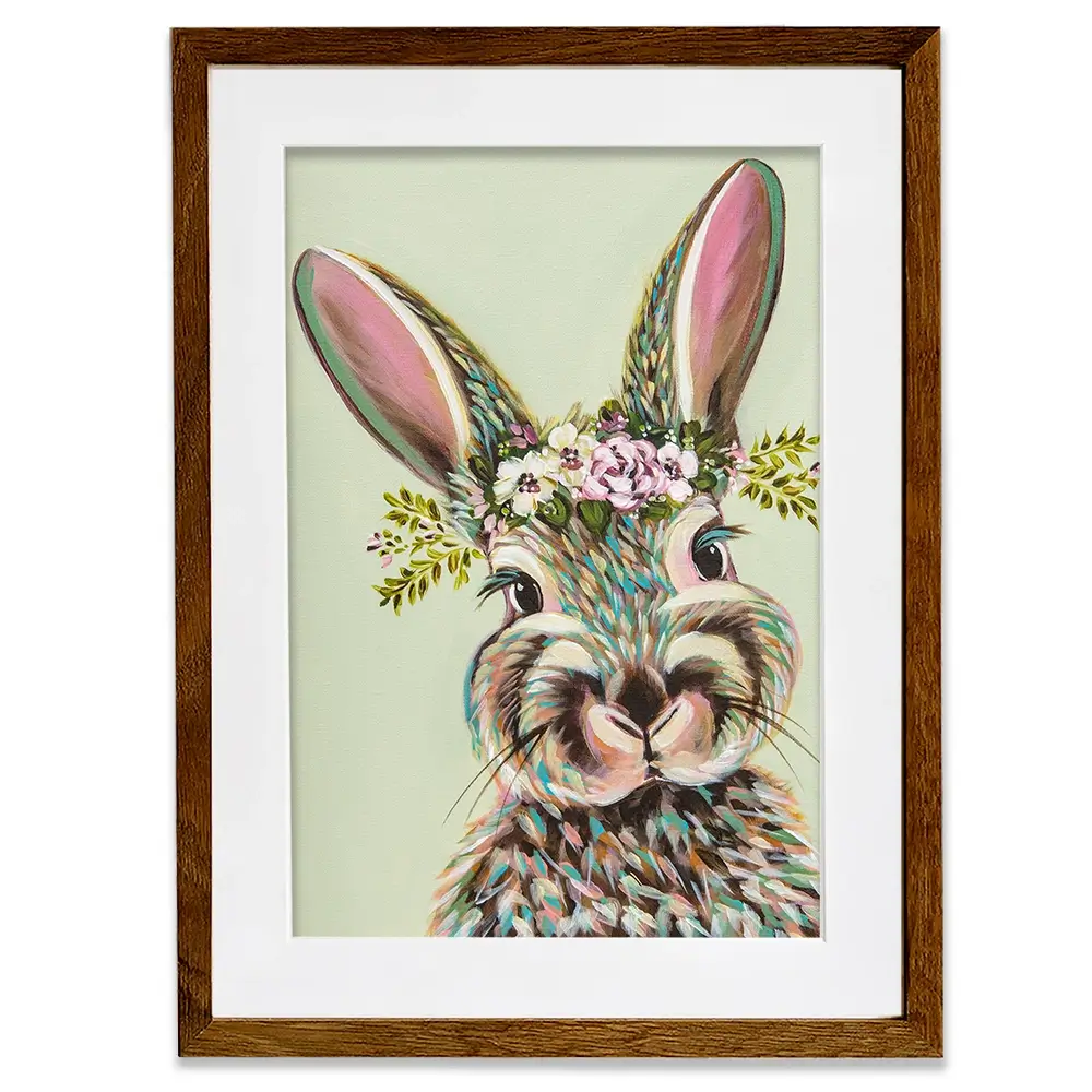 Bunny With Flowers Framed Art Print Bunny With Flowers Framed Art Print wall art product Carolee Vitaletti