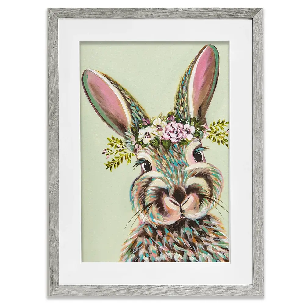 Bunny With Flowers Framed Art Print Bunny With Flowers Framed Art Print wall art product Carolee Vitaletti