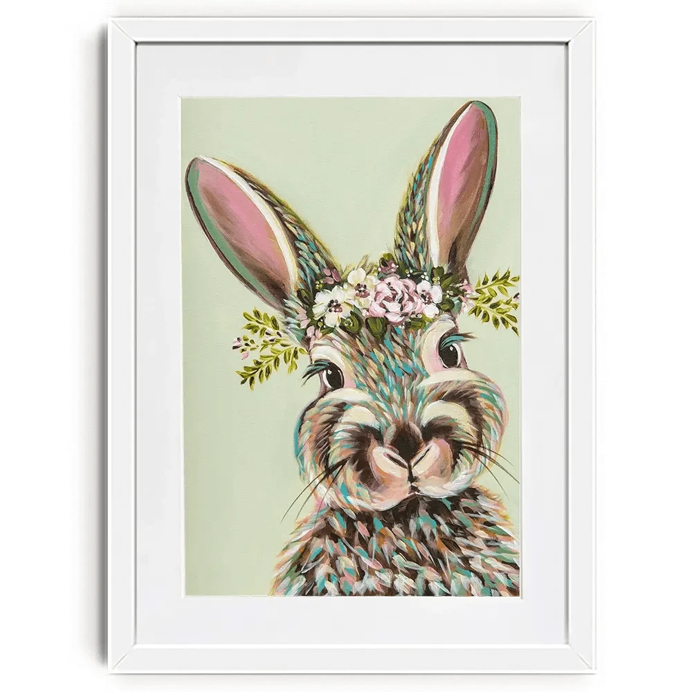 Bunny With Flowers Framed Art Print Bunny With Flowers Framed Art Print wall art product Carolee Vitaletti