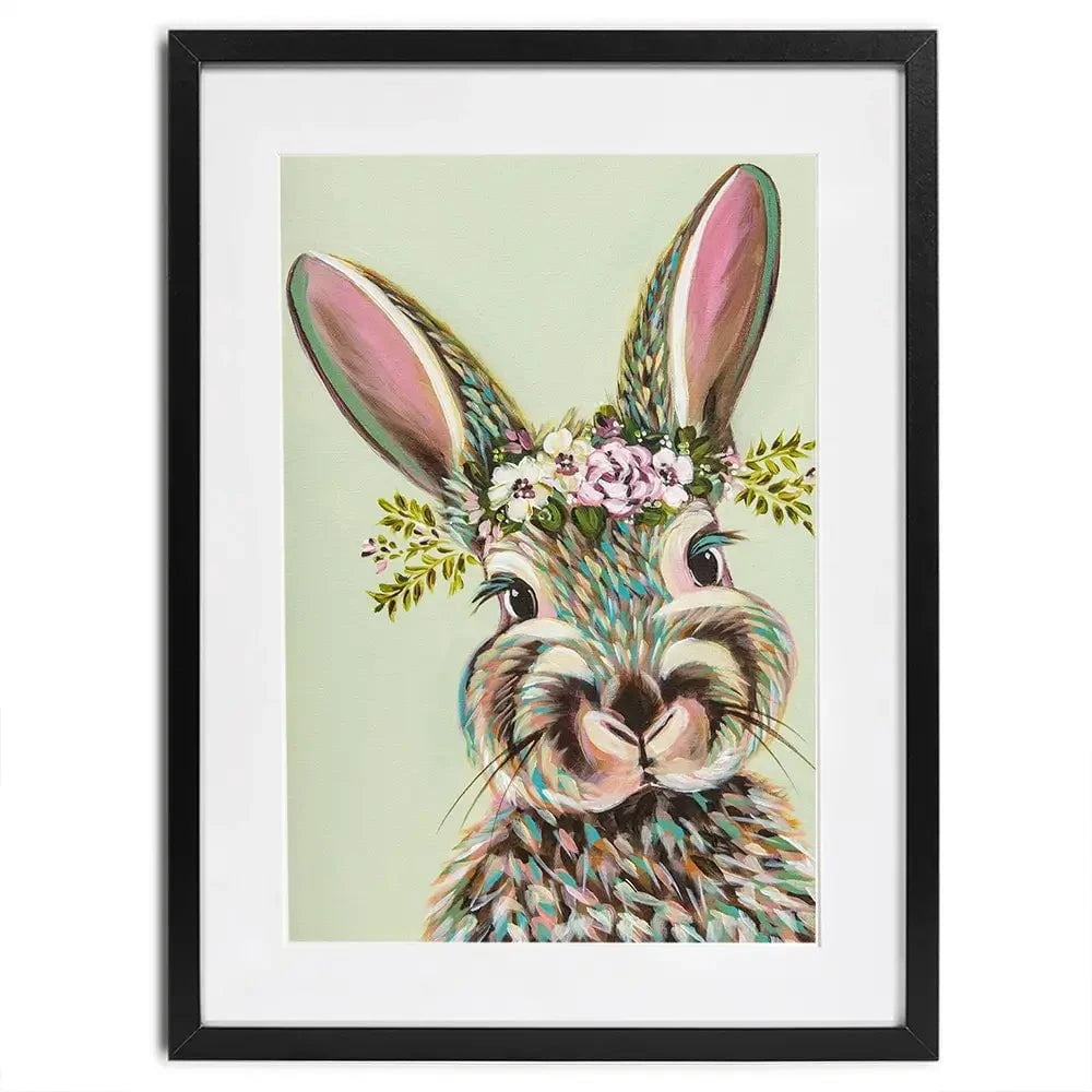 Bunny With Flowers Framed Art Print Bunny With Flowers Framed Art Print wall art product Carolee Vitaletti