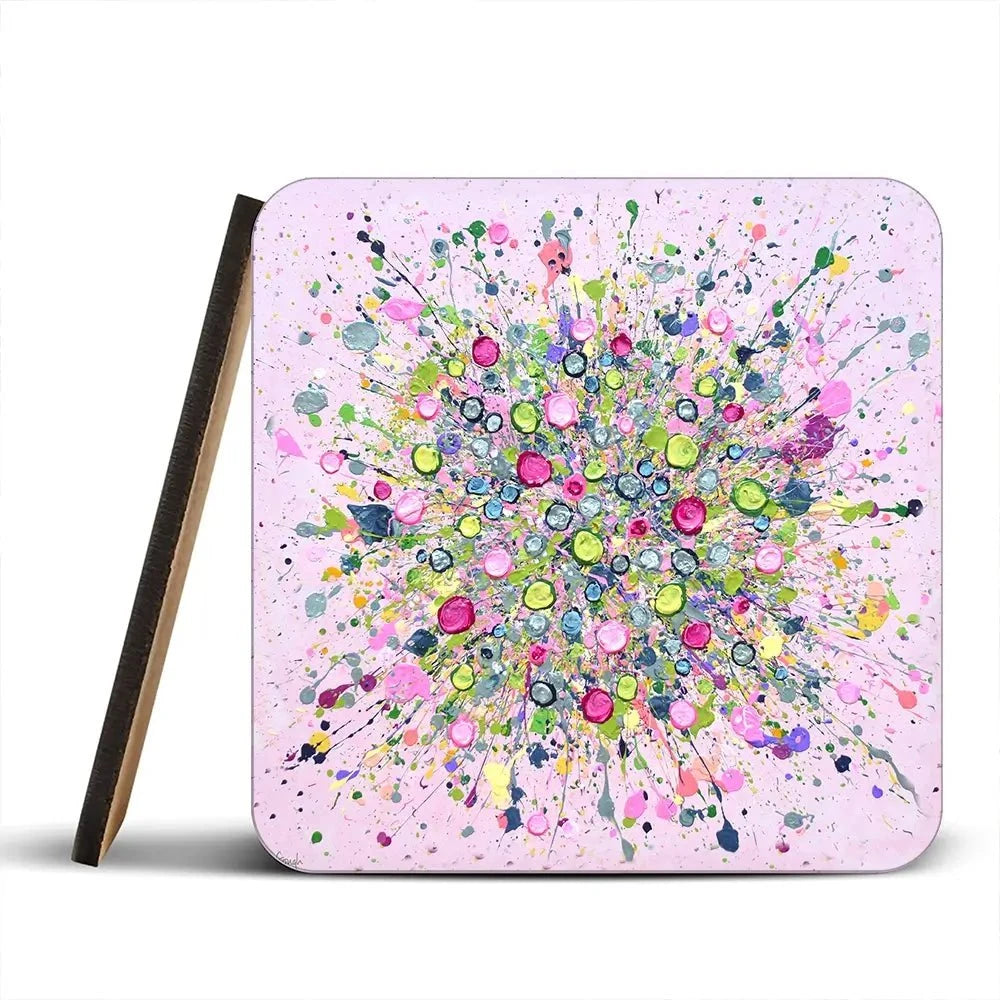 Bursting With Love Coaster Set Rainbow Soul Tree Coaster Set | Rainbow Soul Tree Art Coasters wall art product Jo Gough