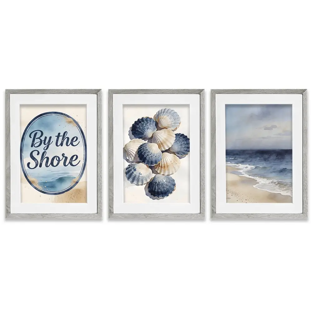 By The Shore Framed Art Print Trio By The Shore Framed Art Print Trio wall art product LSR Design Studio - Independent