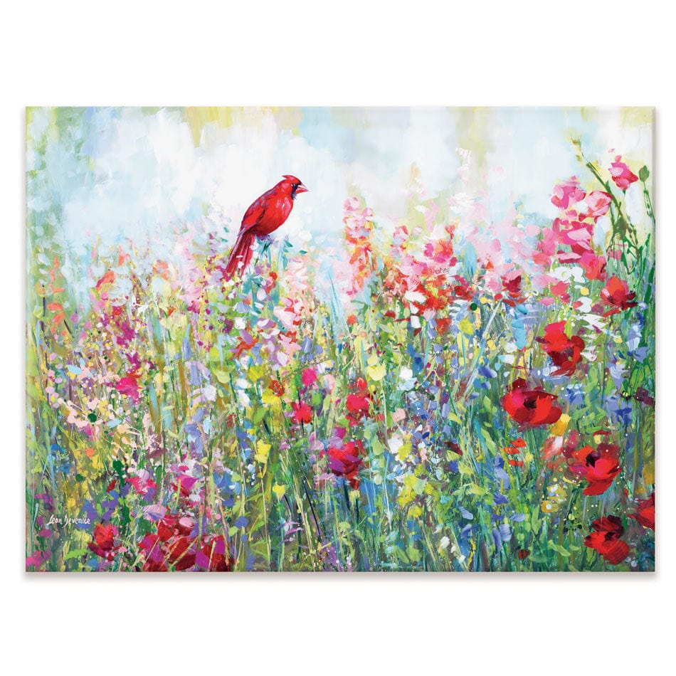 Cardinal Among The Wildflowers Canvas Print wall art product Leon Devenice