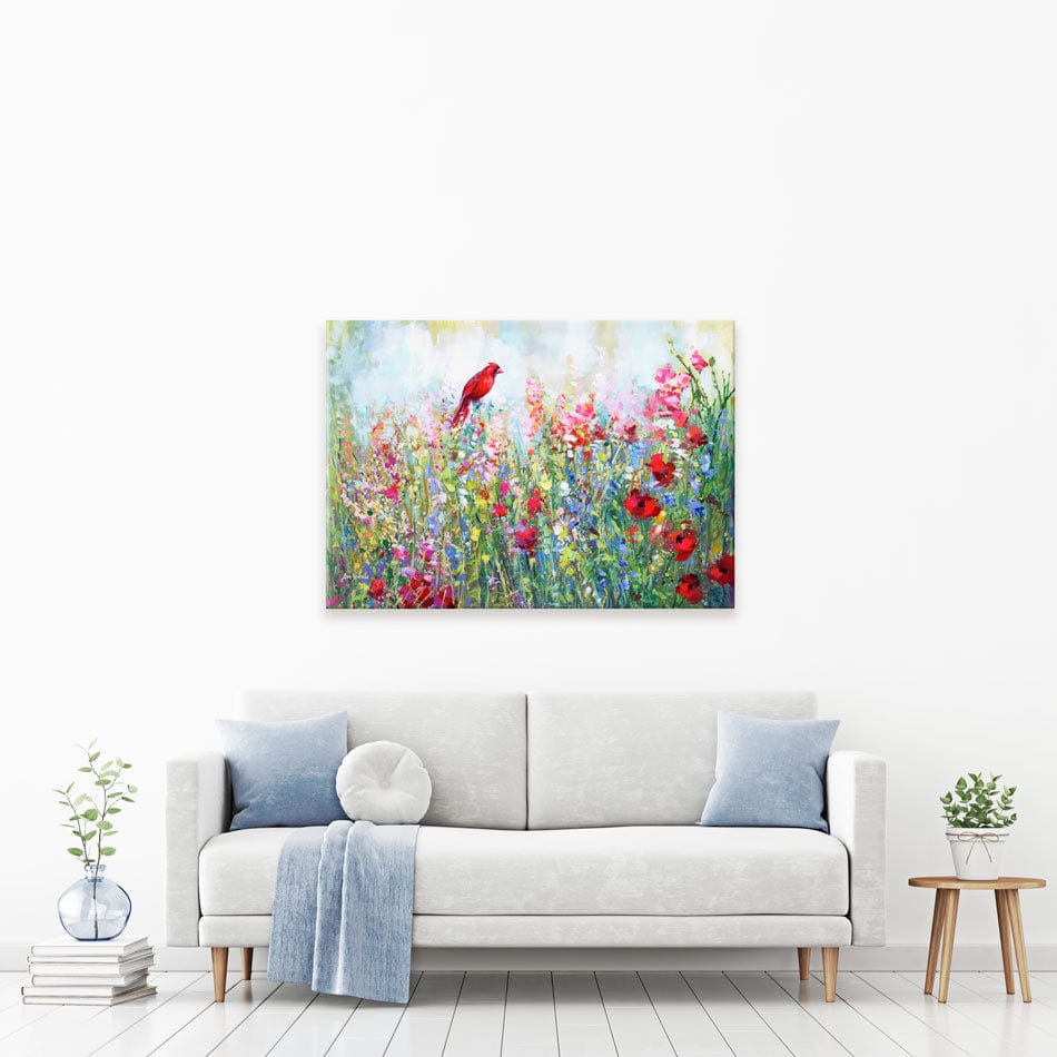 Cardinal Among The Wildflowers Canvas Print wall art product Leon Devenice