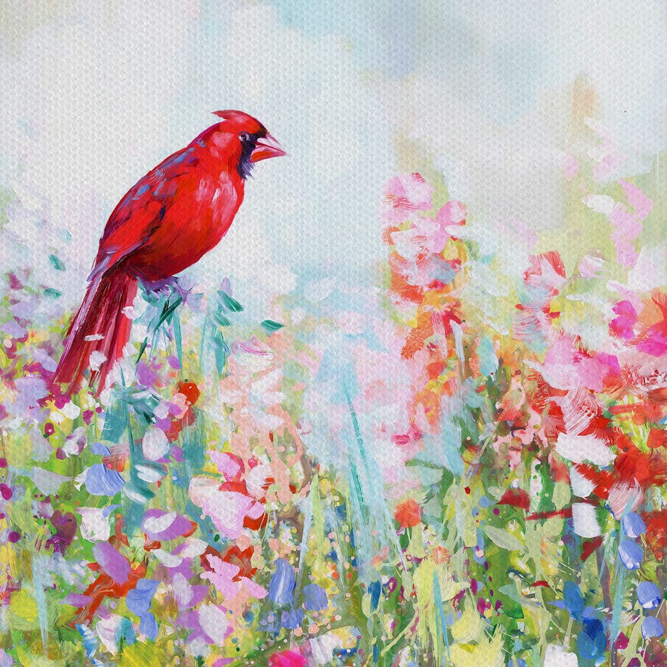 Cardinal Among The Wildflowers Canvas Print wall art product Leon Devenice