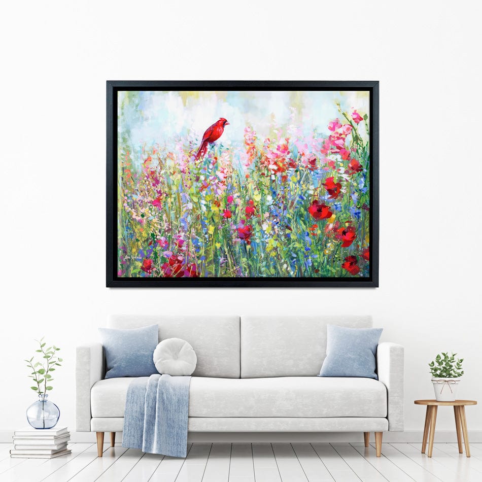 Cardinal Among The Wildflowers Canvas Print wall art product Leon Devenice