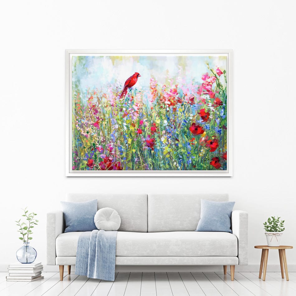 Cardinal Among The Wildflowers Canvas Print wall art product Leon Devenice