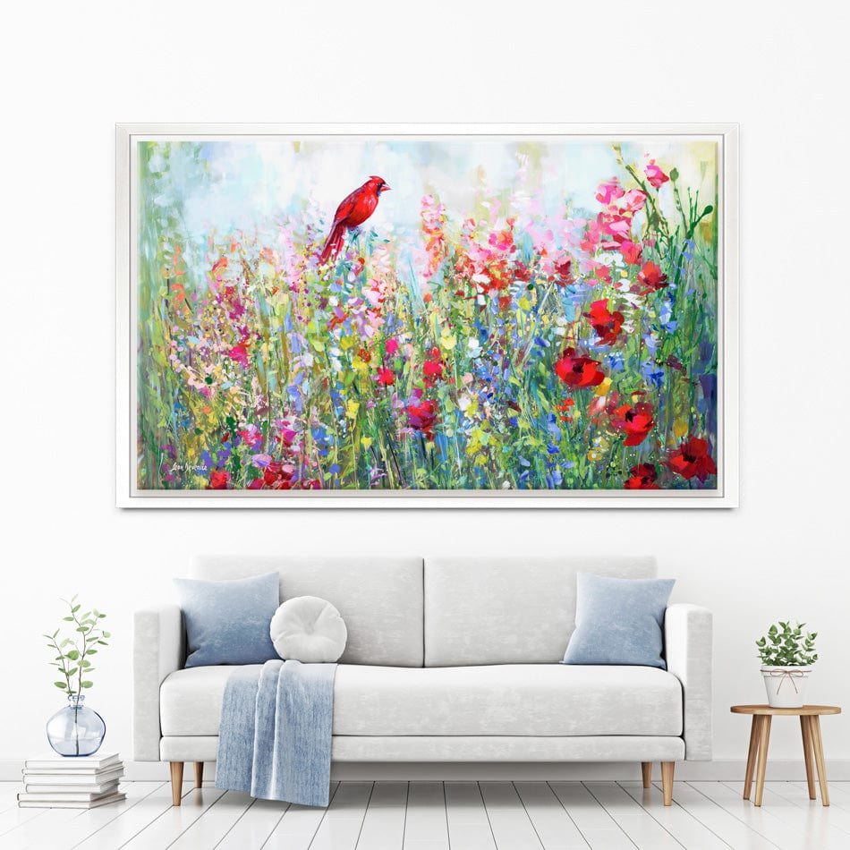 Cardinal Among The Wildflowers Canvas Print wall art product Leon Devenice
