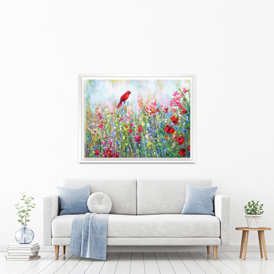 Cardinal Among The Wildflowers Canvas Print wall art product Leon Devenice